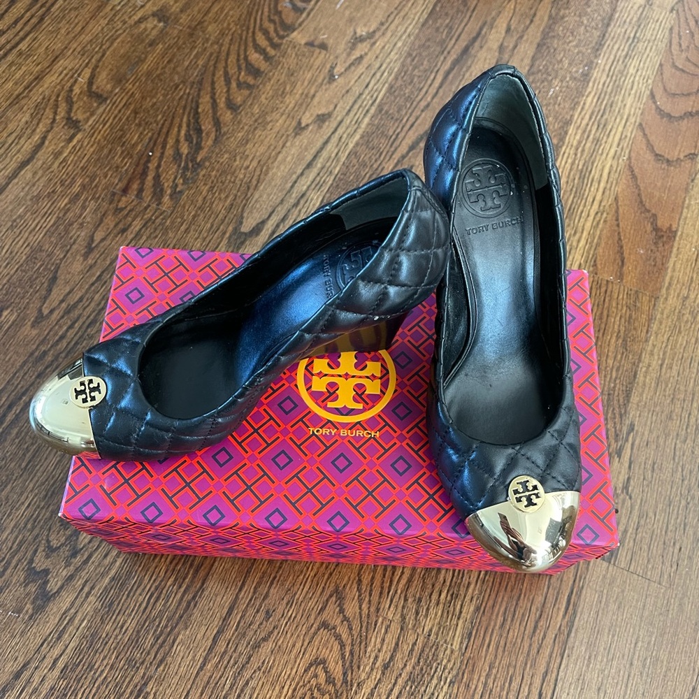 Tory Burch black wedges